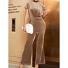 Combinaison Femme Taille haute Couleur unie Mao Elégant Soirée Travail Standard Manche Courte Kaki S Printemps miniinthebox