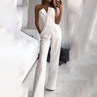 Combinaison Femme Taille haute Couleur unie Sans Bretelles Vêtement de rue Plein Air Sortie Standard Sans Manches Rouge S Hiver miniinthebox