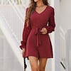 Combishort Femme Lacet Dentelle Couleur unie Col V Vêtement de rue du"idien Vacances Standard manche longue Vin S Printemps miniinthebox