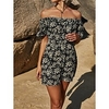 Combishort Femme Taille haute Imprimer Floral Epaules Dénudées Casual du"idien Vacances Standard Manche Courte Noir S Printemps miniinthebox