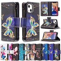 coque de téléphone pour apple couverture arrière iphone 13 12 pro max 11 se 2020 x xr xs max 8 7 titulaire de la carte antichoc antipoussière graphique papillon fleur pu cuir miniinthebox