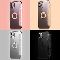 coque de téléphone pour apple full body case en cuir iphone 13 12 pro max 11 se 2020 x xr xs max 8 7 placage ring holder flip couleur unie glitter shine pu leather tpu miniinthebox