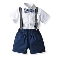 Costume et Blazer Chemise Short Ensemble de Vêtements Garçon Enfants Bébé 4 Pièces Manches Courtes Garçon blanc) Couleur Pleine Coton Ecole Usage"idien basique Doux Normal 2-6 ans / Eté miniinthebox