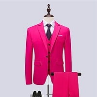 Costume Pour des hommes Mariage Blanche Paradis rose Rouge Bordeaux 3 pcs Couleur Pleine Coupe Sur-Mesure Droit 1 bouton 2022 miniinthebox