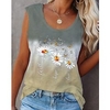 Débardeur Camisoles Femme du"idien Fin de semaine Fleur Papillon Papillon Marguerite Sans Manches Imprimer Col en V Décontractée Vêtement de rue Vert Hauts Standard S / 3D effet miniinthebox