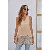 Débardeur Camisoles Femme du"idien Fin de semaine Plein Sans Manches Dentelle Col en V Décontractée Vêtement de rue Vert Blanche Noir Hauts Standard S miniinthebox
