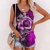 Débardeur Camisoles Femme du"idien Vacances Fin de semaine Fleur Floral 3D Sans Manches Bouton Imprimer Col en V Décontractée Vêtement de rue Vert Bleu Violet Hauts Standard S / 3D effet miniinthebox