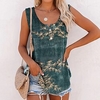 Débardeur Camisoles Femme du"idien Vacances Fin de semaine Fleur Floral Sans Manches Bouton Imprimer Col en V Décontractée Vêtement de rue Vert Violet Bleu Marine Hauts Standard S / 3D effet miniinthebox