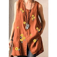 Débardeur Camisoles Femme du"idien Vacances Fin de semaine Fleur Spot Multicouleur Sans Manches Imprimer Col en U Décontractée Vêtement de rue Vert Bleu Vert Claire Hauts Standard S / 3D effet miniinthebox