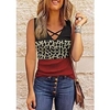 Débardeur Camisoles Femme Vacances Fin de semaine Bloc de couleur Léopard Sans Manches Imprimer Col en V Décontractée Vêtement de rue Noir Hauts Standard S / 3D effet miniinthebox