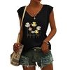 Débardeur Camisoles Femme Vacances Fin de semaine Fleur Marguerite Lettre Sans Manches Imprimer Col en V Décontractée Vêtement de rue Vert Blanche Noir Hauts Standard S / 3D effet miniinthebox