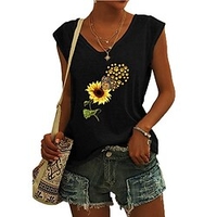Débardeur Camisoles Femme Vacances Fin de semaine Fleur Papillon Papillon Spot Multicouleur Sans Manches Imprimer Col en V Décontractée Vêtement de rue Vert Blanche Noir Hauts Standard S / 3D effet miniinthebox