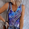 Débardeur Camisoles Femme Vacances Fin de semaine Graphic Sans Manches Bouton Imprimer Col en V Décontractée Vêtement de rue Vert Violet Rose Claire Hauts Standard S / 3D effet miniinthebox