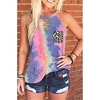 Débardeur Camisoles Femme Vacances Fin de semaine Tie Dye Léopard Sans Manches Découpé Poche Imprimer Col Rond Décontractée Vêtement de rue Vert Bleu Violet Hauts Standard S / 3D effet miniinthebox