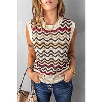 Débardeur dos nageur Femme Décontractée du"idien Vacances Rayé Sans Manches Patchwork Col Rond Décontractée Vert Noir Bleu Hauts Standard S miniinthebox