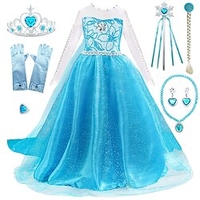 enfants filles elsa congelé costume robe sequin floral performance fête bleu maxi manches longues princesse robes douces automne hiver coupe régulière 3-10 ans miniinthebox