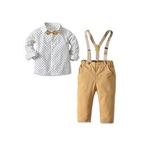 Enfants garçons chemise et pantalon pantalon ensemble formel ensemble 4 pièces à manches longues blanc imprimé coton école basique costume formel 2-6 ans printemps miniinthebox