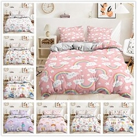 Ensemble de housse de couette 3 pièces dessin animé rose ensemble de literie housse de couette confortable en microfibre douce et légère comprenant 1 housse de couette 2 taies d