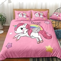 Ensemble de housse de couette 3 pièces motif licorne ensembles de literie d