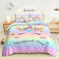 Ensemble de housse de couette 3 pièces motif licorne ensembles de literie d