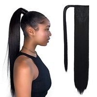 Extension à clip Queue-de-cheval Doux / Ajustable / Homme Cheveux Synthétiques Pièce de cheveux Extension des cheveux Droit 24 pouces Soirée / Usage"idien / Soirée Evénement miniinthebox