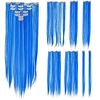 extensions de cheveux bleus7 pcs pleine tête met en évidence le clip sur les extensions de cheveux mèche de cheveux colorée postiches synthétiques miniinthebox