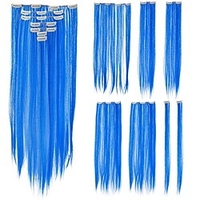 extensions de cheveux bleus7 pcs pleine tête met en évidence le clip sur les extensions de cheveux mèche de cheveux colorée postiches synthétiques miniinthebox