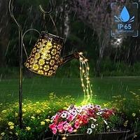 extérieur solaire arrosoir lumières suspendus bouilloire lanterne lumière chaîne étanche pour jardin yard fleur lit guirlande décor métal rétro lampe miniinthebox