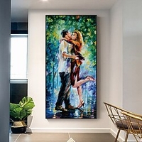 fait à la main peint à la main art mural abstrait moderne leonid afremov baiser amant décoration de la maison décor toile roulée pas de cadre non étiré miniinthebox