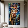 fait à la main peint à la main art mural abstrait moderne leonid afremov chat baiser décoration de la maison décor toile roulée pas de cadre non étiré miniinthebox