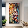 Fait à la main peint à la main art mural abstrait moderne leonid afremov chat décoration de la maison décor toile roulée pas de cadre non étiré miniinthebox