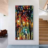 fait à la main peint à la main art mural abstrait moderne leonid afremov paysage de la ville décoration de la maison décor toile roulée pas de cadre non étiré miniinthebox
