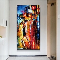 fait à la main peint à la main art mural abstrait moderne leonid afremov rainny lady décoration de la maison décor toile roulée pas de cadre non étiré miniinthebox
