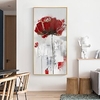 Fait à la main peint à la main art mural moderne abstrait fleur rouge décoration de la maison décor toile roulée pas de cadre non étiré miniinthebox