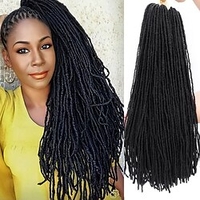 Fausses Locs Dreadlocks Sœur Locs Tresses de boîte Nature Noir Cheveux Synthétiques 16 pouce Moyen Rajouts de Tresses 80 racines / paquet / Soirée de Fiançailles / Enterrement de Vie de Jeune Fille miniinthebox