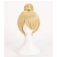 fée clochette perruque fée clochette fée clochette cosplay perruques cheveux blonds courts avec chignon perruque de cheveux synthétiques résistant à la chaleur miniinthebox