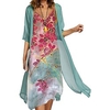 Femme Ample Robe mi-longue Vert Manches 3/4 Fleur Imprimer Printemps Eté Col en V Décontractée Ample 2022 M L XL XXL XXXL 4XL miniinthebox