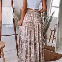 Femme Balançoire Jupe longue Maxi Polyester Blanche Café Jupes Cordon Épissure Imprimer Mode Vacances Fin de semaine S M L miniinthebox