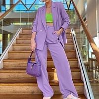 Femme basique Couleur unie du"idien Bureau Ensemble deux pièces veste Costume de bureau Pantalon Pantalon large Bas de cloche Hauts miniinthebox