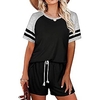 Femme basique Vêtement de rue Bloc de couleur Intérieur Décontractée Ensemble deux pièces Survêtement T shirt Tee Vêtements d