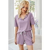 Femme basique Vêtement de rue Plein Intérieur Décontractée Ensemble deux pièces Survêtement T shirt Tee Vêtements d