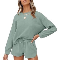 Femme basique Vêtement de rue Plein Intérieur Décontractée Ensemble deux pièces Survêtement T shirt Tee Vêtements d