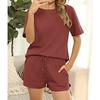 Femme basique Vêtement de rue Plein Intérieur Décontractée Ensemble deux pièces Survêtement T shirt Tee Vêtements d