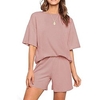 Femme basique Vêtement de rue Plein Intérieur Décontractée Ensemble deux pièces Survêtement T shirt Tee Vêtements d