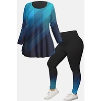 Femme Chemise Ensembles de pantalons Pantalon basique Noir Jaune Casual"idien Chat Papillon Imprimer Col Ras du Cou L XL XXL 3XL 4XL miniinthebox
