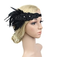 Femme Elastique Texturé Soirée Plume Coiffure / Imitation de diamant / Mariage / Doré / Noir / Rouge miniinthebox
