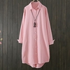 Femme Grande taille Hauts Chemisier Chemise Plein Bouton Manches Longues Col de Chemise basique Vêtement de rue du"idien Fin de semaine Coton L