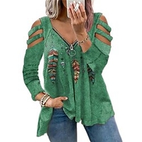 Femme Grande taille Hauts Chemisier Floral Manches Longues Col V Casual Preppy du"idien Rendez-vous Polyester L