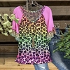 Femme Grande taille Hauts T-shirt Léopard Imprimer Manches Courtes Col en V Vêtement de rue du"idien Sortie Polyester Printemps Eté Vert Noir / Grande Taille miniinthebox