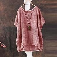 Femme Grande taille Hauts T-shirt Plein Manches Courtes Ras du cou basique du"idien Sortie Coton Printemps Eté Vert Gris / Grande Taille / Grande Taille miniinthebox